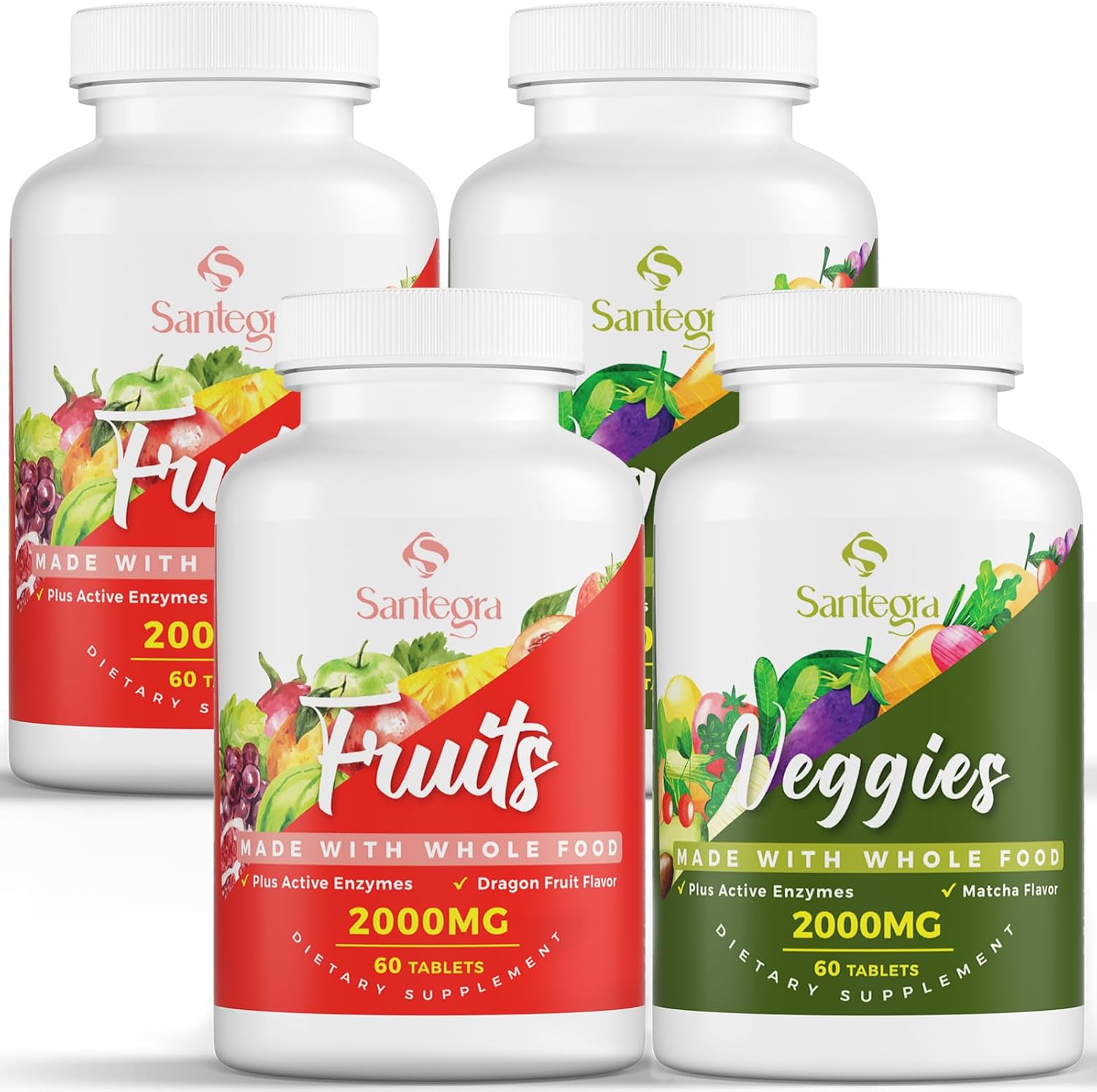 Santegra Suplemento de Frutas y Verduras 2000 mg, 35+ Frutas y Verduras, 240 Comprimidos