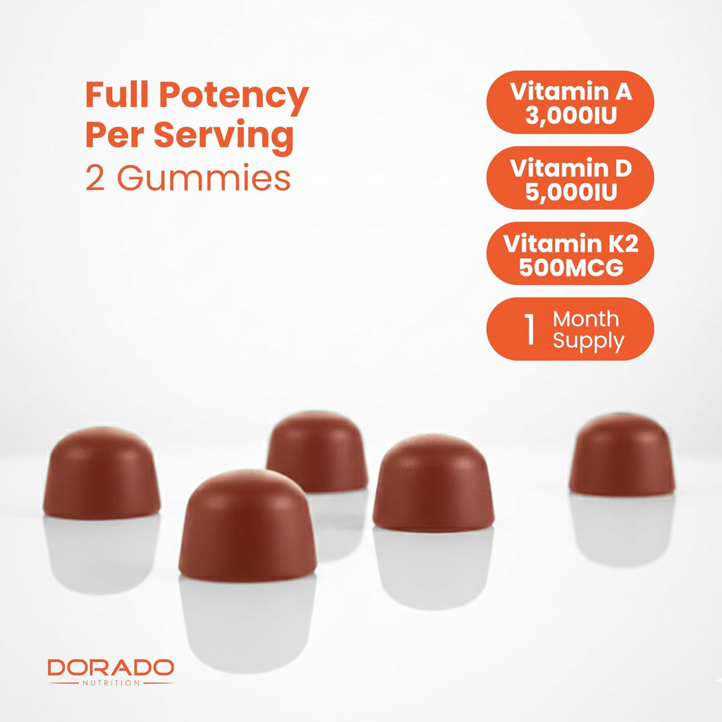 ADK Gummies Vitamina D3 K2 (60 Gominolas Sin Azúcar) - 10000 UI / 5000 UI - Sabor Frambuesa - Vegano - No GMO