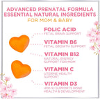 Vitaminas Prenatales para Mujeres – Multivitamínico Completo para el Embarazo – Ácido Fólico, Omega 3 DHA, Colina, Vitamina D – Sabor Naranja – 120 Gominolas