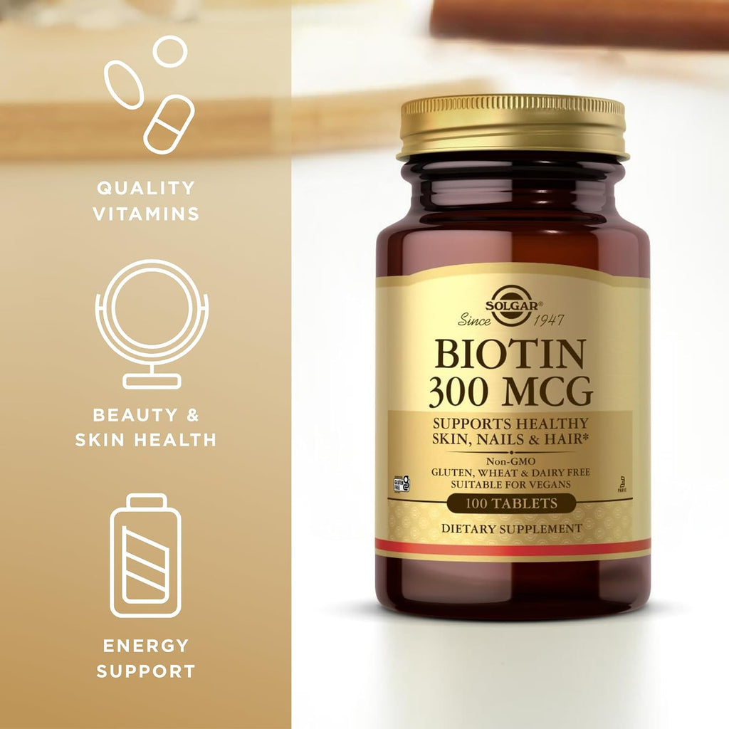 Solgar Biotina 300 mcg, 100 Comprimidos, Pack de 3