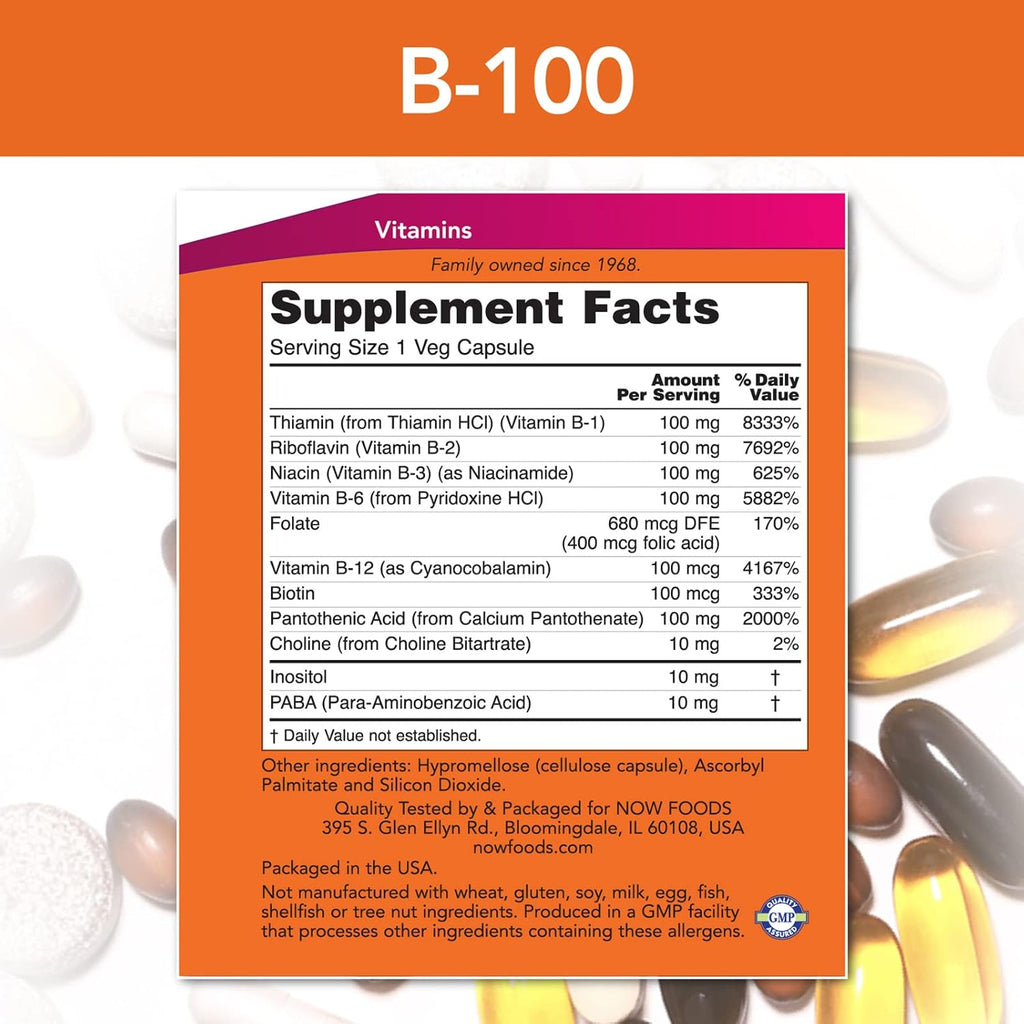Now Foods B-100, 250 cápsulas (Paquete de 2)