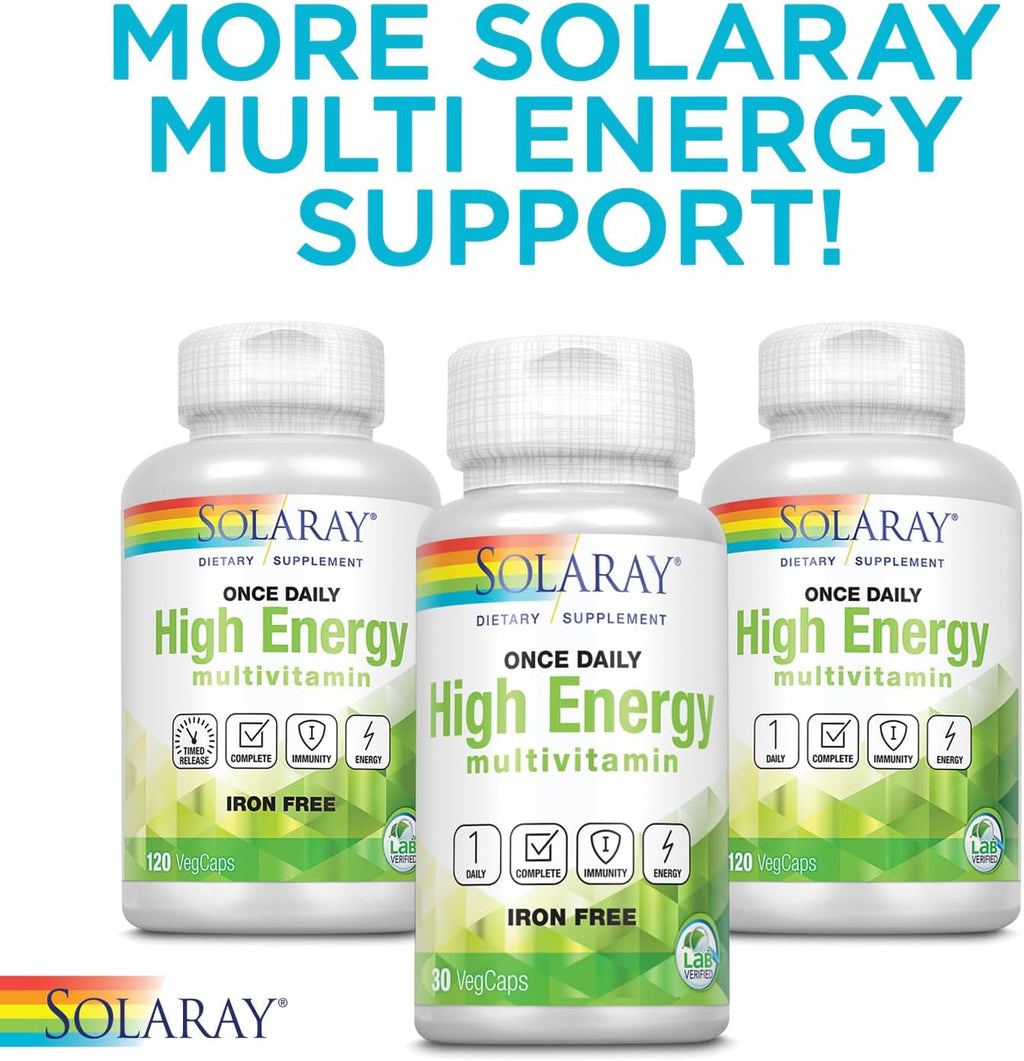 SOLARAY Twice Daily Multi Energy Multivitamínico Sin Hierro | Complejo Multivitamínico para Energía e Inmunidad | Non-GMO | 120 Cápsulas