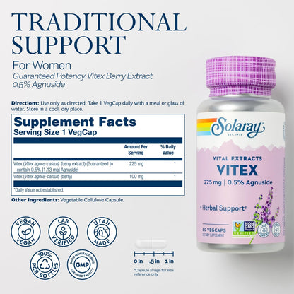 SOLARAY Vitex (Sauzgatillo) 225 mg, 60 cápsulas veganas – Image 2