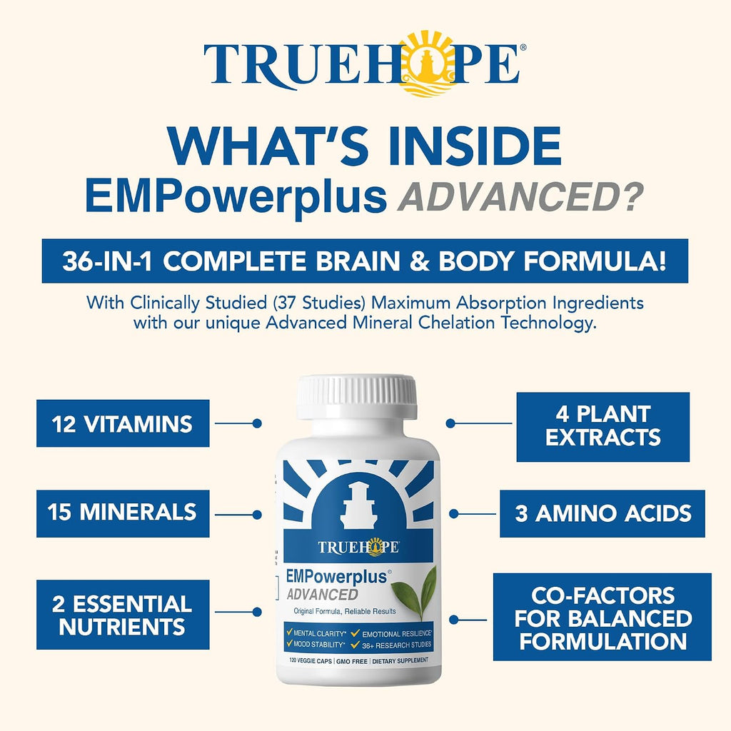 Truehope EMPowerplus Advanced Multivitamínico para Mujeres y Hombres - Complejo de Vitaminas y Minerales Quelados - 30 Días de Suministro