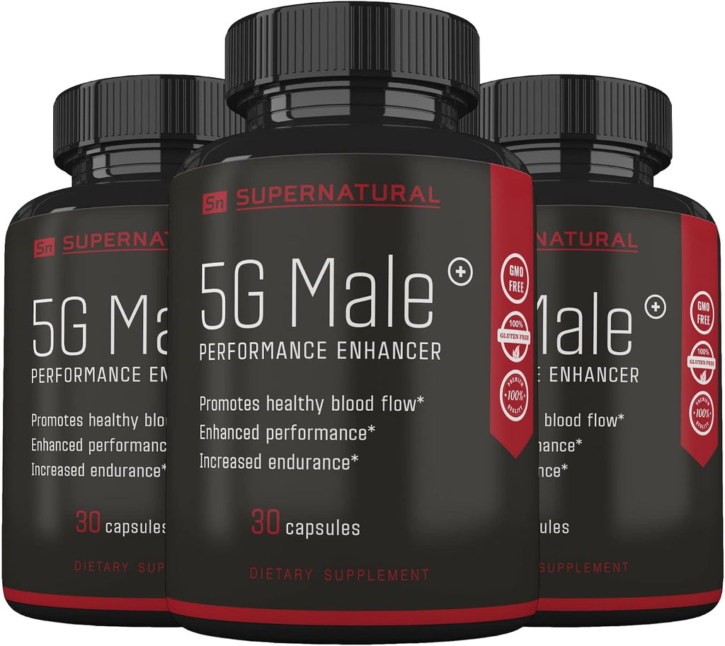 Supernatural Man 5G Male – Suplemento Natural para Hombres con Ginseng, Ajo, Ginkgo, Jengibre y Vitamina D – 30 Cápsulas