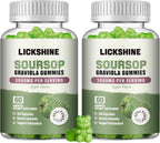 lickshine 2 Pack Gominolas de Graviola - 3000mg Extra Fuerte con Vitamina C y Zinc - Apoyo Digestivo e Inmunitario - Sin Azúcar, No GMO, Vegano, 120 unidades