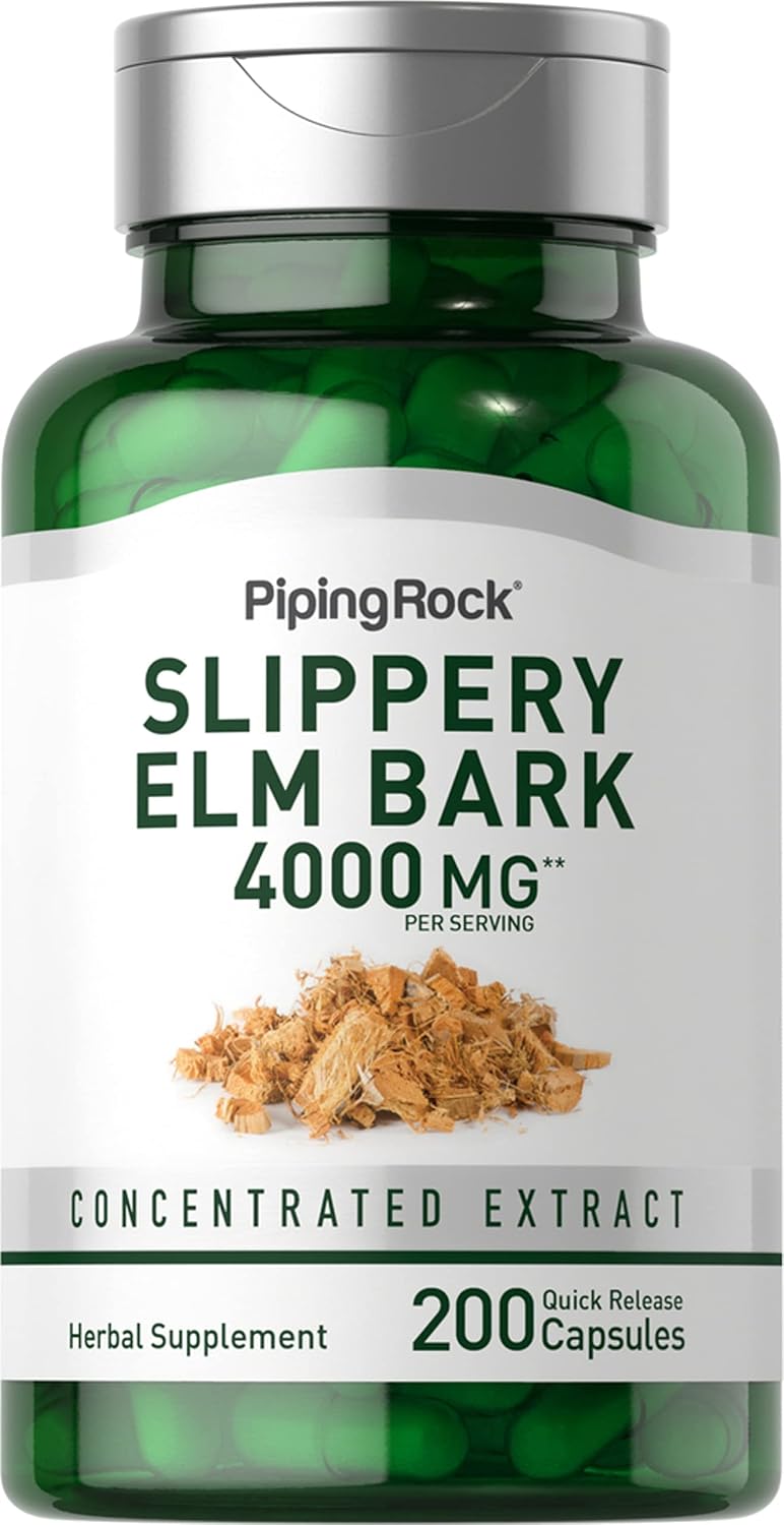 Piping Rock Corteza de Olmo Resbaladizo en Cápsulas | 200 Cápsulas | Suplemento Herbal para Hombres y Mujeres | No GMO, Sin Gluten