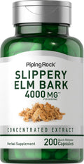 Piping Rock Corteza de Olmo Resbaladizo en Cápsulas | 200 Cápsulas | Suplemento Herbal para Hombres y Mujeres | No GMO, Sin Gluten