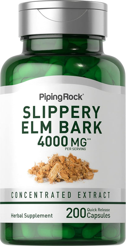 Piping Rock Corteza de Olmo Resbaladizo en Cápsulas | 200 Cápsulas | Suplemento Herbal para Hombres y Mujeres | No GMO, Sin – Image 1