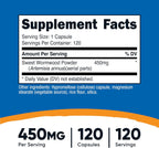 Cápsulas de Artemisa Dulce (Sweet Wormwood) 450 mg - 120 Cápsulas - Nutricost