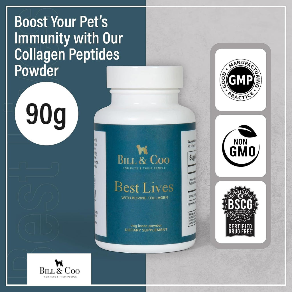 BILL & COO Best Lives Suplemento de Fibra con Probióticos, Colágeno Bovino y Remolacha para Perros - 90g