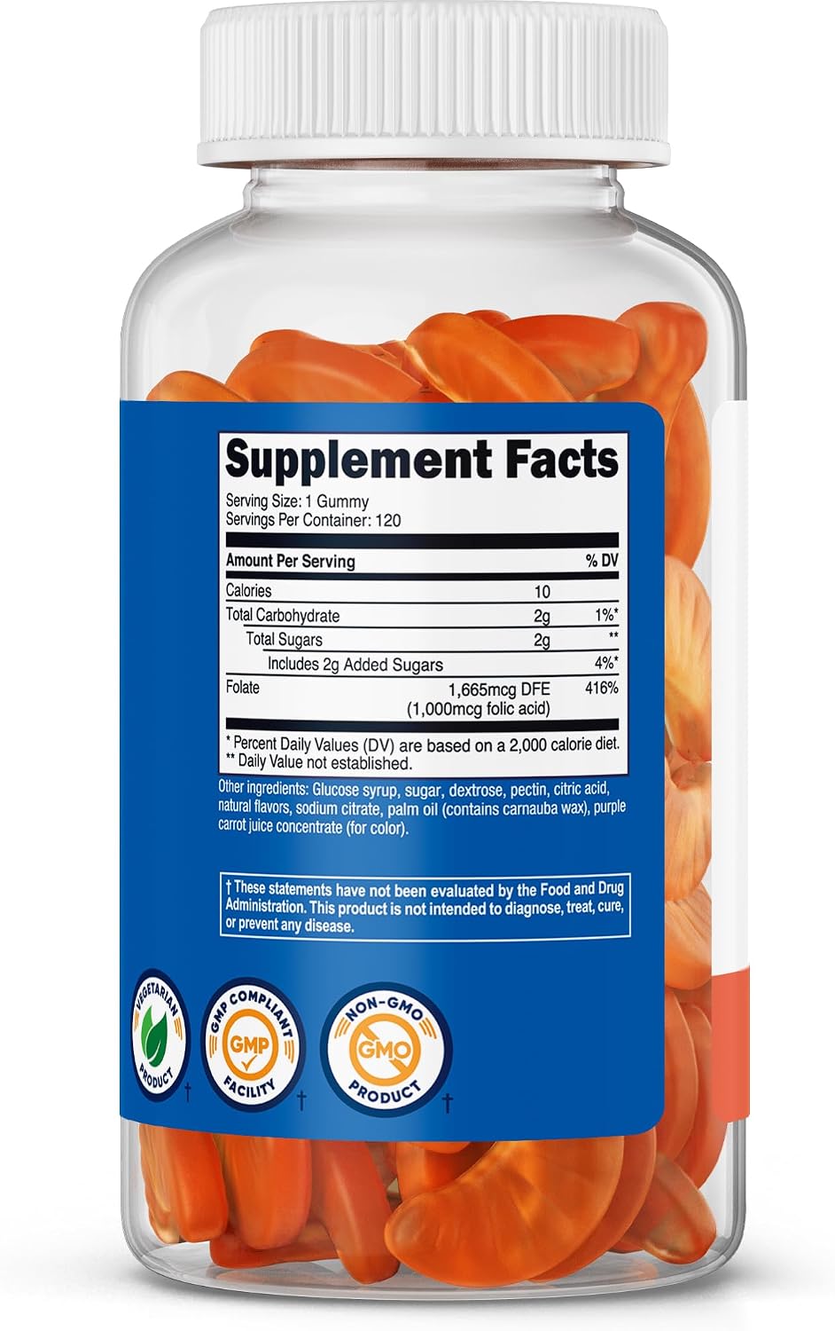 Nutricost Ácido Fólico (Vitamina B9) Gominolas Vegetarianas - 120 Gominolas, 1 mg por ración