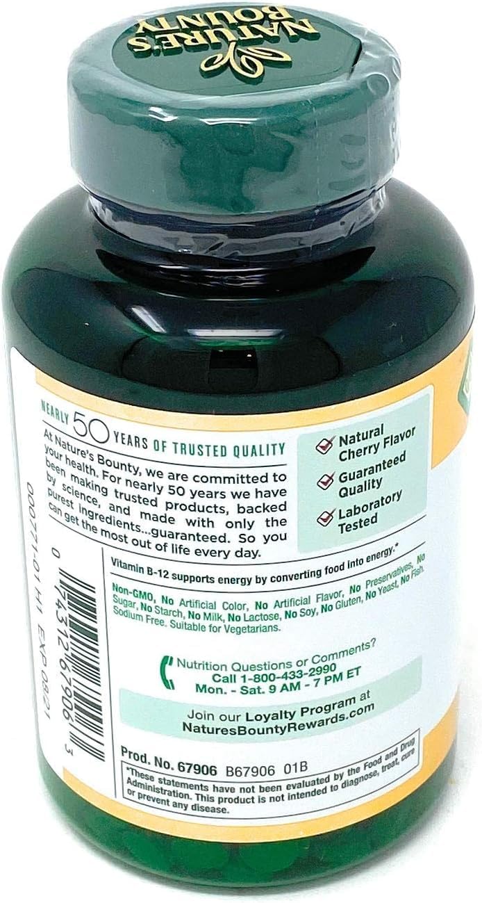 Nature's Bounty Vitamina B-12 2500 mcg, 300 Comprimidos Sublinguales de Disolución Rápida