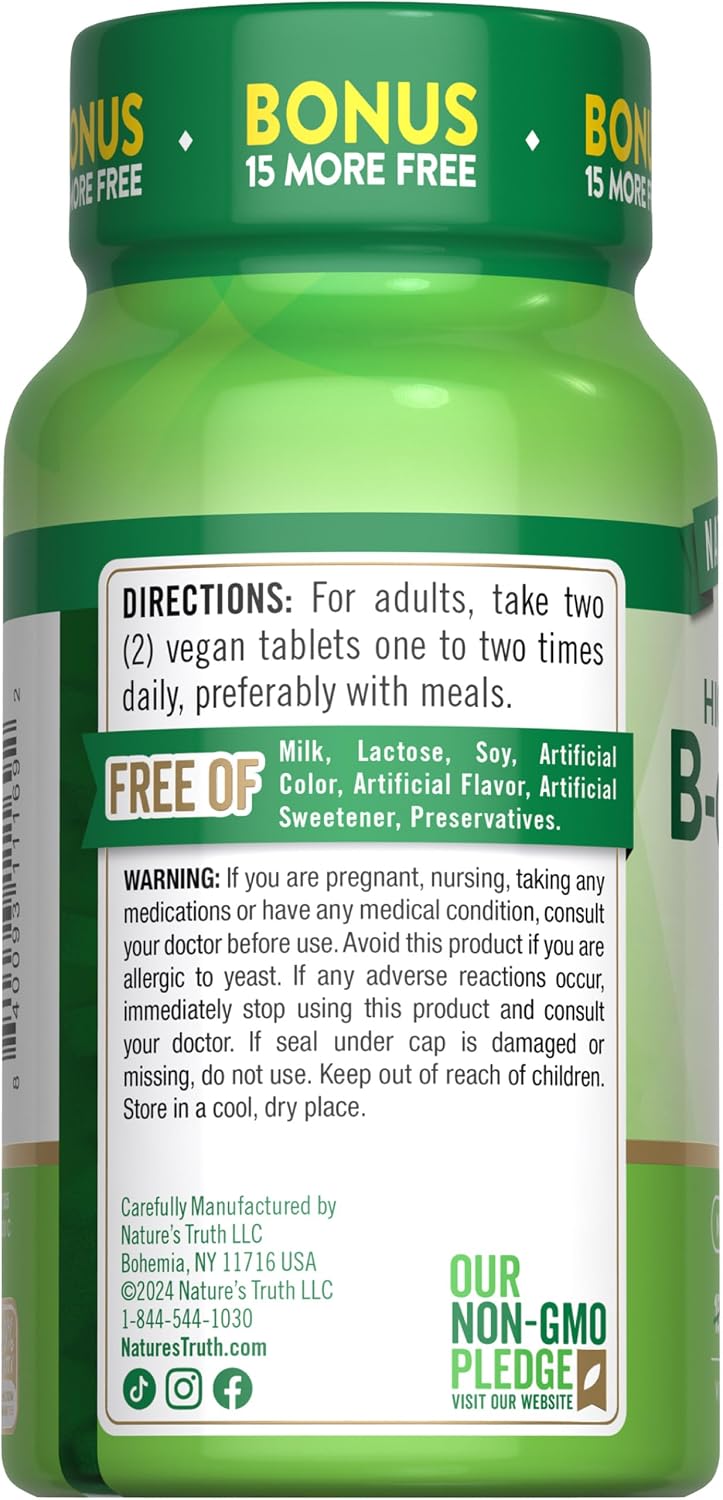 Nature's Truth Complejo B con B12 - 165 Tabletas Veganas No-GMO