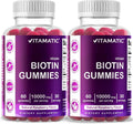 Vitamatic Biotina Gominolas 10,000 mcg para Cabello, Piel y Uñas - 60 Gominolas Veganas (2 Botellas)