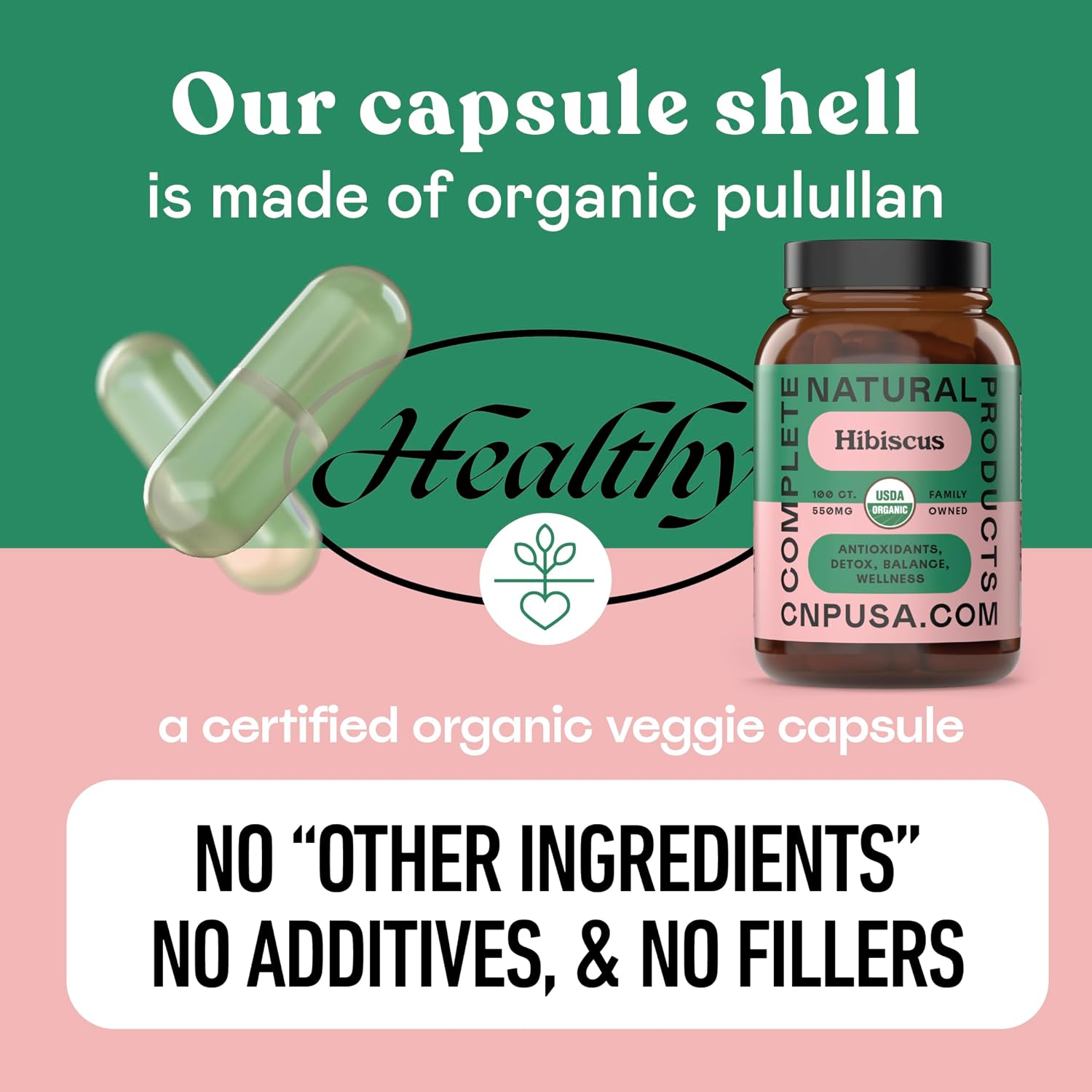 Complete Natural Products Cápsulas de Hibisco Orgánico, 550mg, 100 unidades