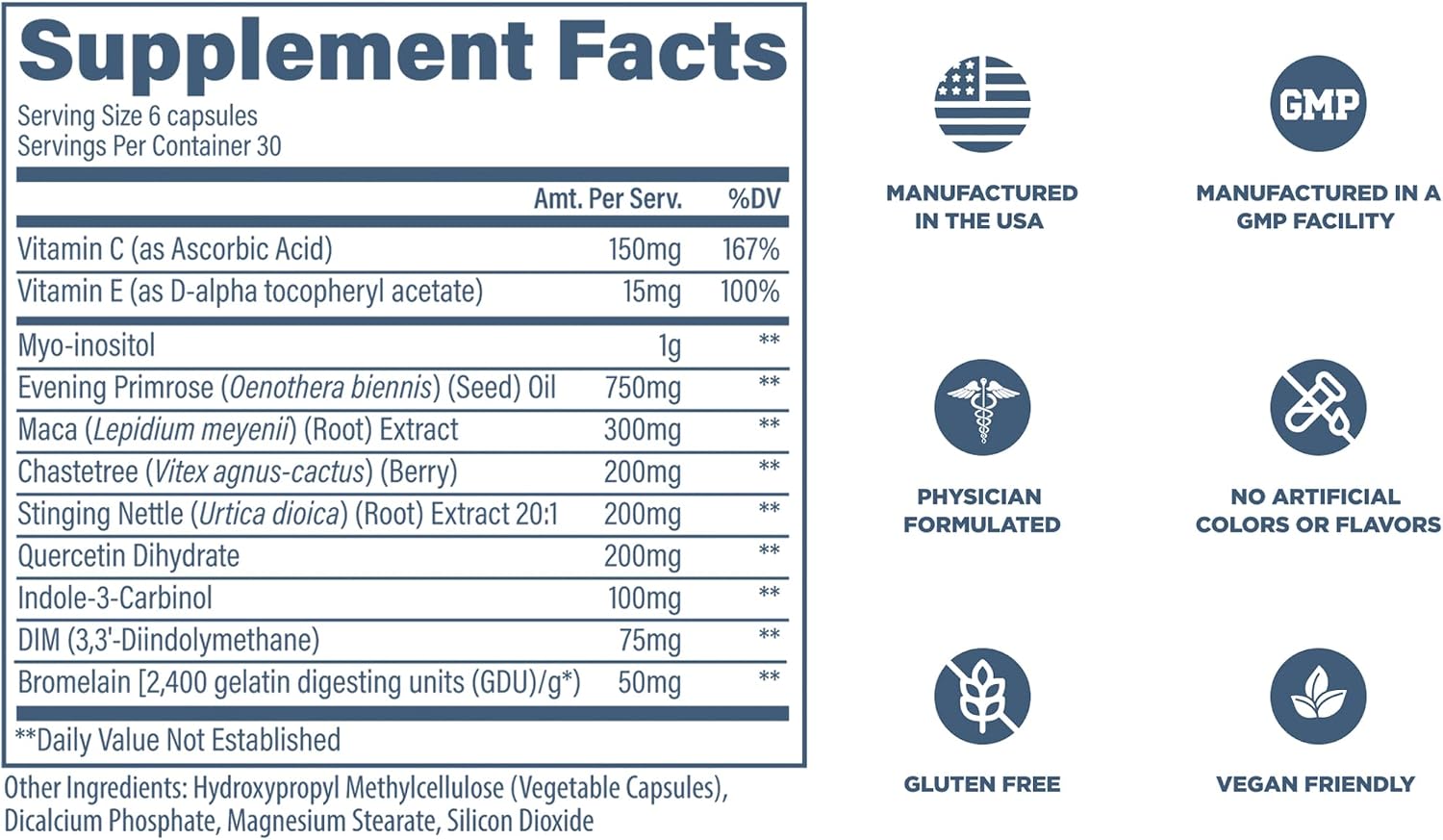 Revive MD Hormone Balance for Women – Suplemento de equilibrio hormonal con Myo-Inositol, Chaste Berry, DIM, Vitaminas C y E, Aceite de Onagra (180 Cápsulas)