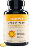 NatureWise Vitamin D3 5000 IU (125 mcg) – 200 Softgels with Organic Extra Virgin Olive Oil