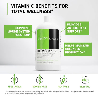 DAVINCI Labs Liposomal C - Vitamina C liposomal para la producción de colágeno y apoyo inmunitario - 10.15 oz (60 dosis) – Image 3