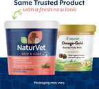NaturVet – Omega-Gold Plus Aceite de Salmón | Apoya la Piel Saludable y el Pelaje Brillante | Enriquecido con DHA, EPA, Omega-3 y Omega-6 | Para Perros y Gatos | 90 Masticables Blandos