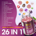 NAD Resveratrol Gummies - Suplemento con NAD+, Resveratrol, Colágeno Hidrolizado, Semilla de Uva y D-Biotina - Sin Azúcar - 60 Gominolas (Pack de 3)