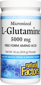Natural Factors L-Glutamina Micronizada en Polvo - 5000 mg por ración - 454 g (90 raciones)
