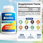 Best Naturals Biotina (Vitamina B7), 10.000 mcg, 365 comprimidos