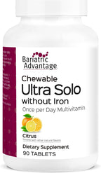 Bariatric Advantage Chewable Ultra Solo Sin Hierro - Multivitamínico Diario para Pacientes de Cirugía Bariátrica - 30 Comprimidos Sabor Cítrico