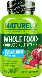 NATURELO Multivitamínico para Hombres - Complejo de Alimentos Integrales con Vitaminas y Minerales - 240 Cápsulas Vegetarianas