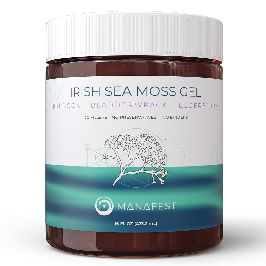 Manafest Sea Moss Gel - Gel de Musgo Marino Orgánico con Saúco, Bardana y Fucus - 454g