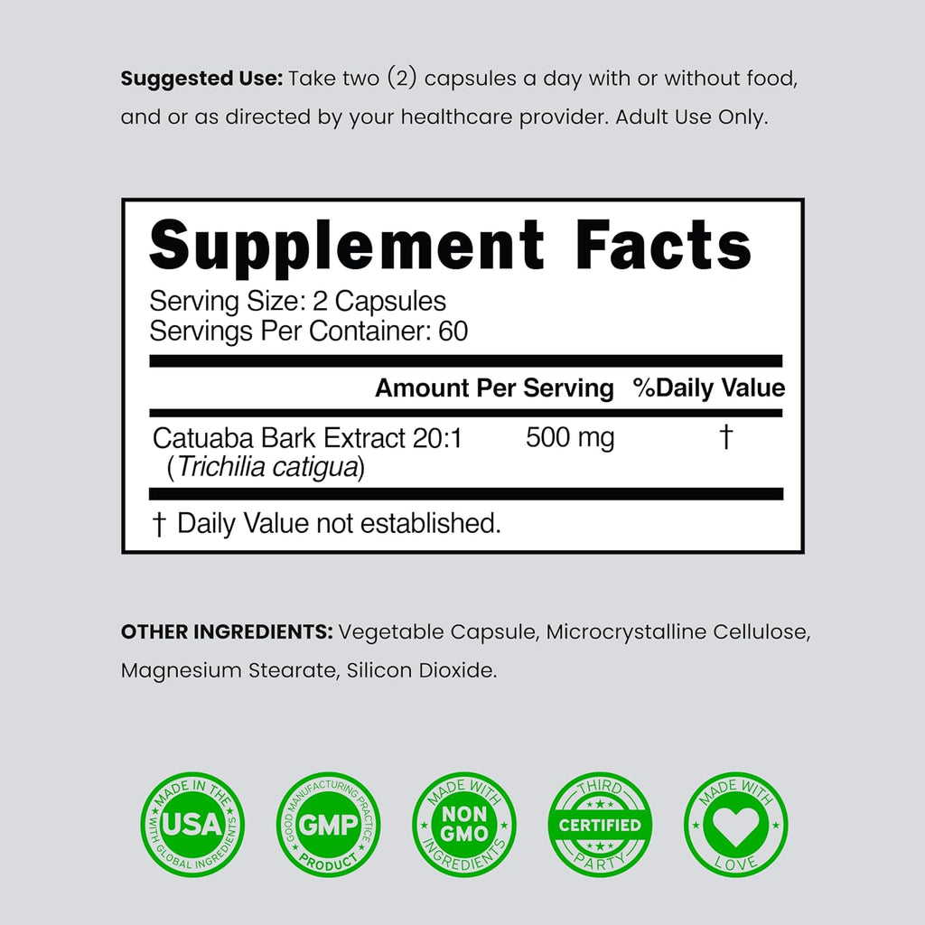 Extracto de Corteza de Catuaba 10.000 mg por Dosis (120 Cápsulas) - Dorado Nutrition