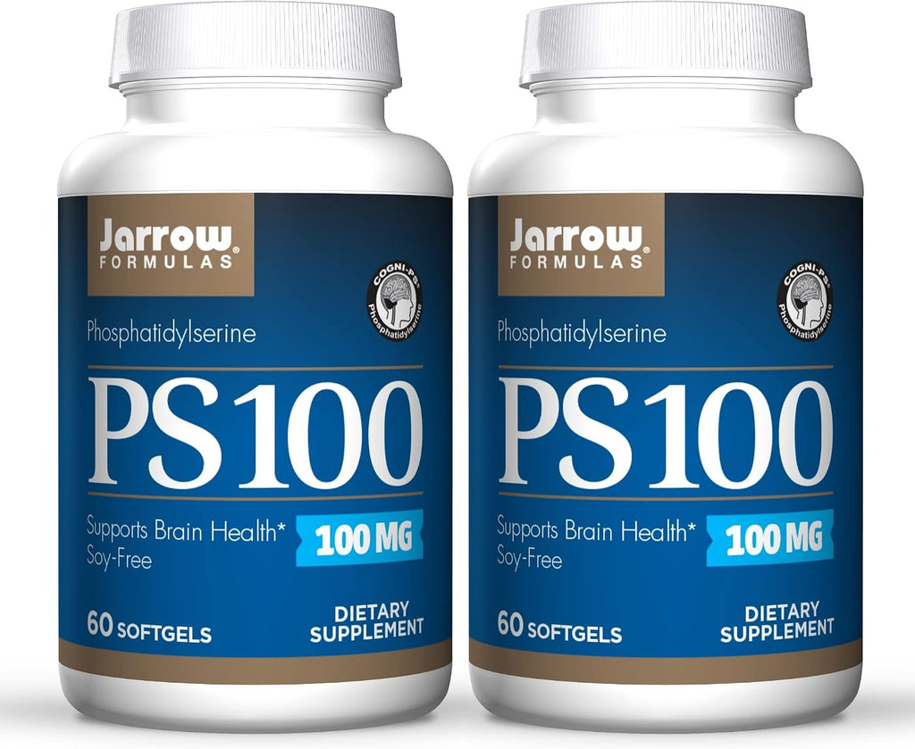 Jarrow Formulas PS 100 - 60 Cápsulas blandas, Paquete de 2 - 100 mg de Fosfatidilserina - Sin soja - 120 dosis