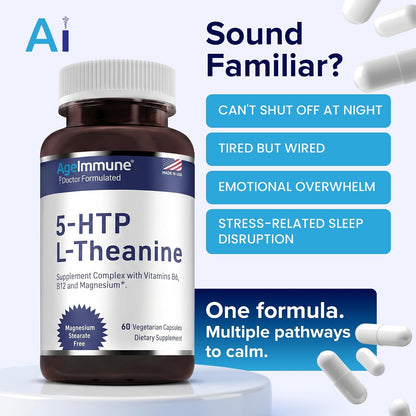 5-HTP 100mg + L-Theanina 400mg | Complemento – Vitamina B6: Contribuye al funcionamiento normal del sistema – Image 4