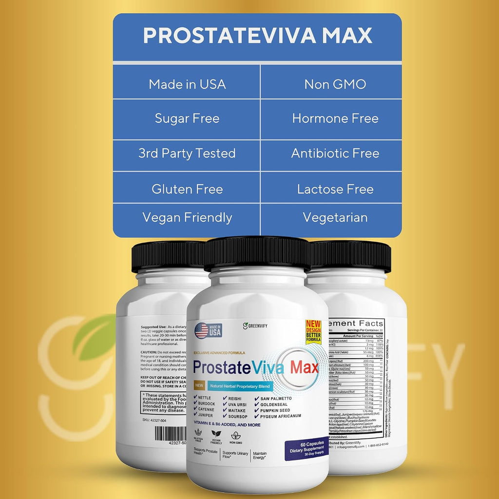 ProstateViva Max Suplemento de Próstata para Hombres, 60 Cápsulas
