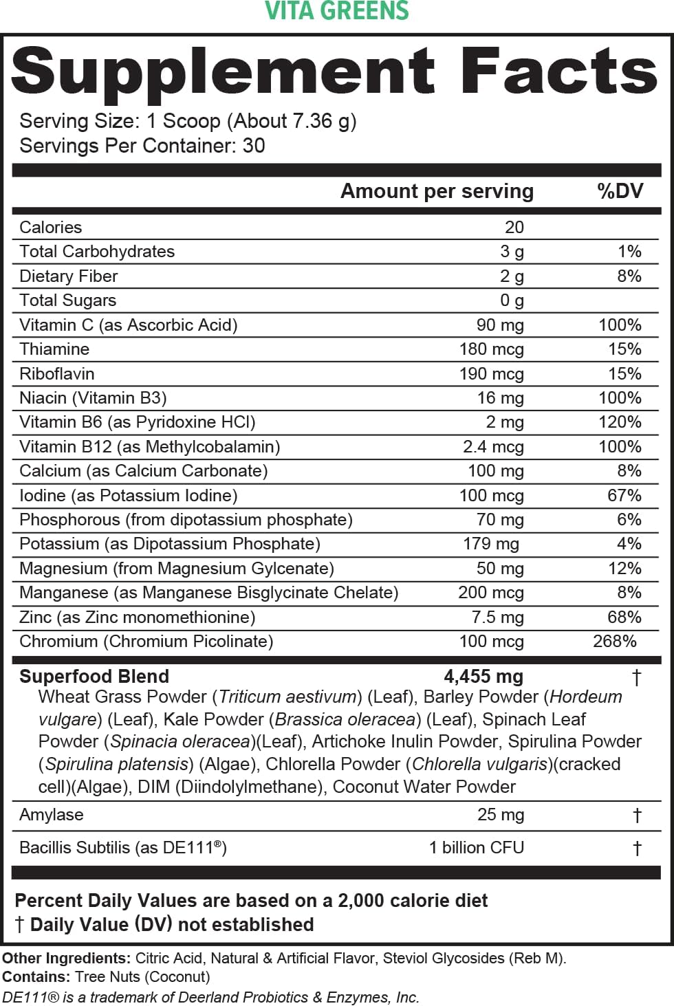 Vitauthority Vita Greens Superfood Powder - Multivitamínico Diario con Probióticos y Prebióticos