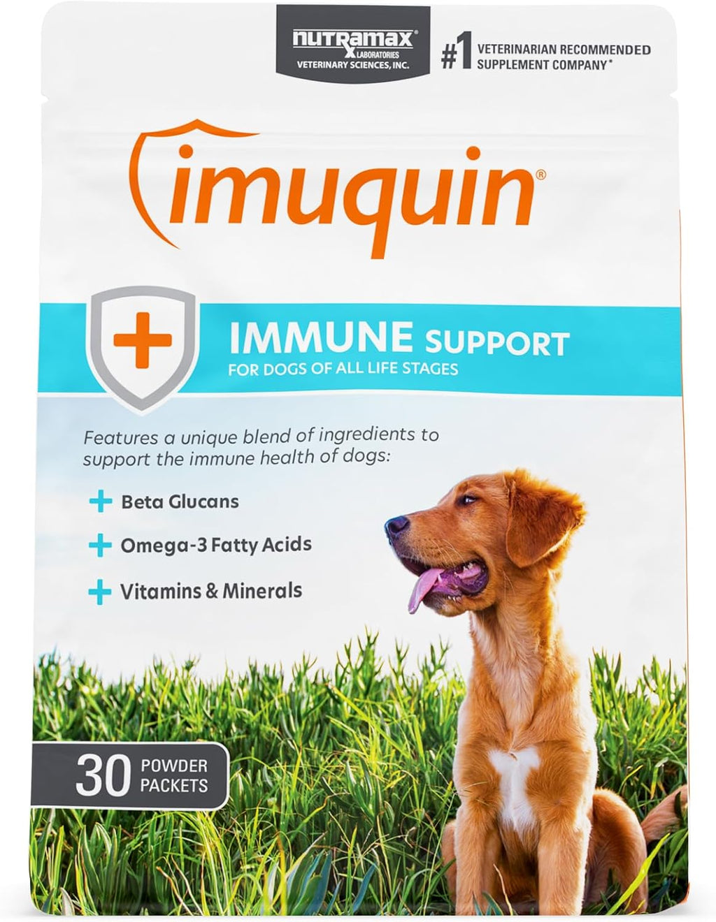 Nutramax Imuquin Suplemento de Apoyo Inmunitario en Polvo para Perros, con Beta Glucanos, Lípidos Marinos, Vitaminas y Minerales, 30 Sobres