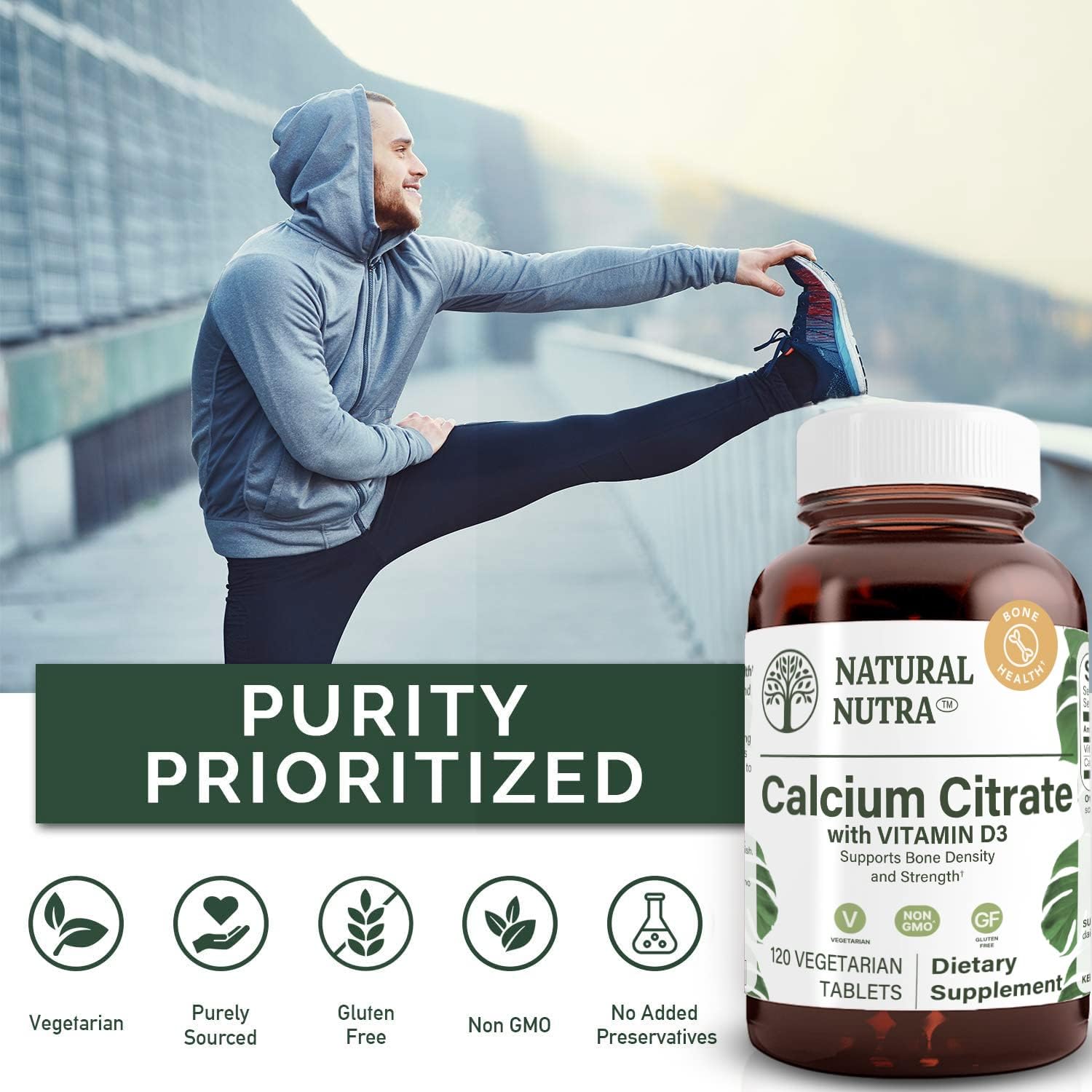 Natural Nutra Citrato de Calcio con Vitamina D3 - 120 Comprimidos
