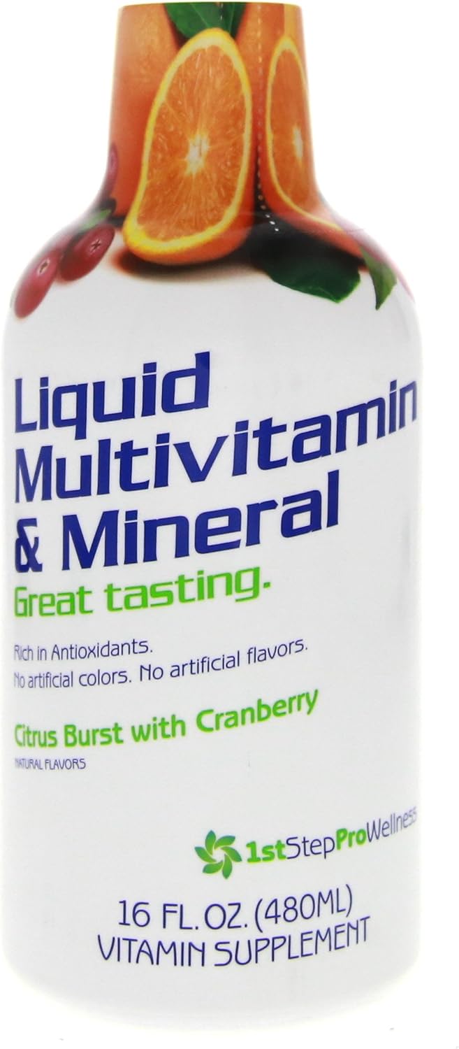 1st Step Pro-Wellness Suplemento Líquido Multivitamínico y Mineral, Sabor Cítricos, Pack de 2 Botellas de 16 oz