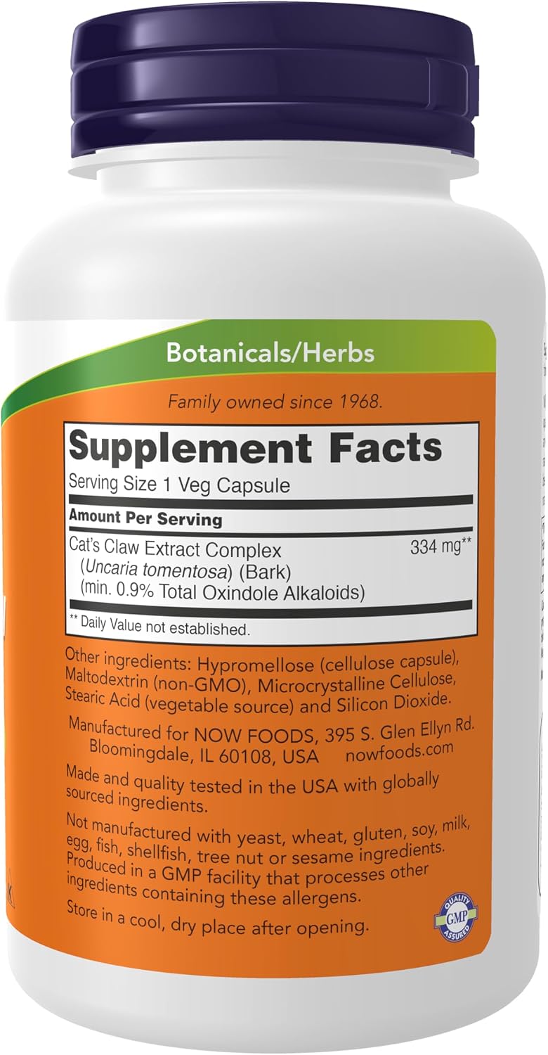 Extracto de Uña de Gato 10:1 (1.5% Estandarizado) - 120 Cápsulas Veganas - NOW Foods