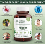 Natural Nutra Niacina 500mg Liberación Prolongada (Vitamina B3) - 100 Comprimidos Veganos