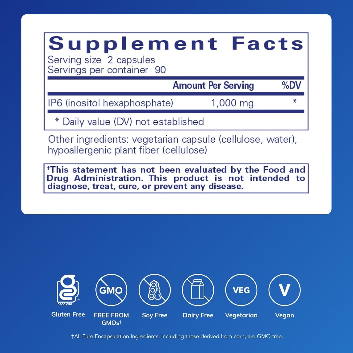 Pure Encapsulations IP6 (Inositol Hexafosfato) - 180 Cápsulas