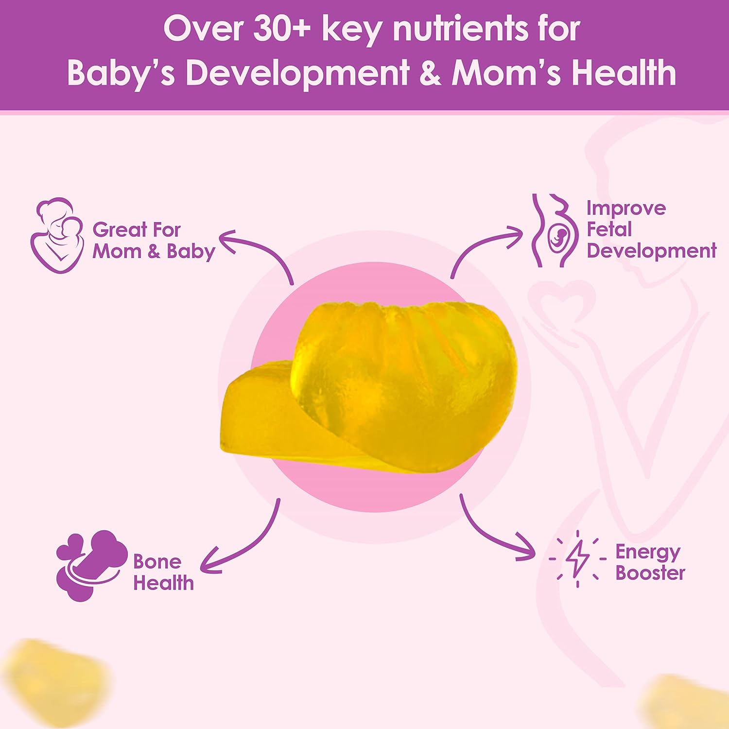 VIDAVITE Gominolas Prenatales Sin Azúcar - 30+ Nutrientes (Colina, Folato, Hierro) para el Apoyo Fetal y Neural, Huesos, Energía e Inmunidad - Vitaminas Prenatales Veganas para Mujeres (60 Gominolas)