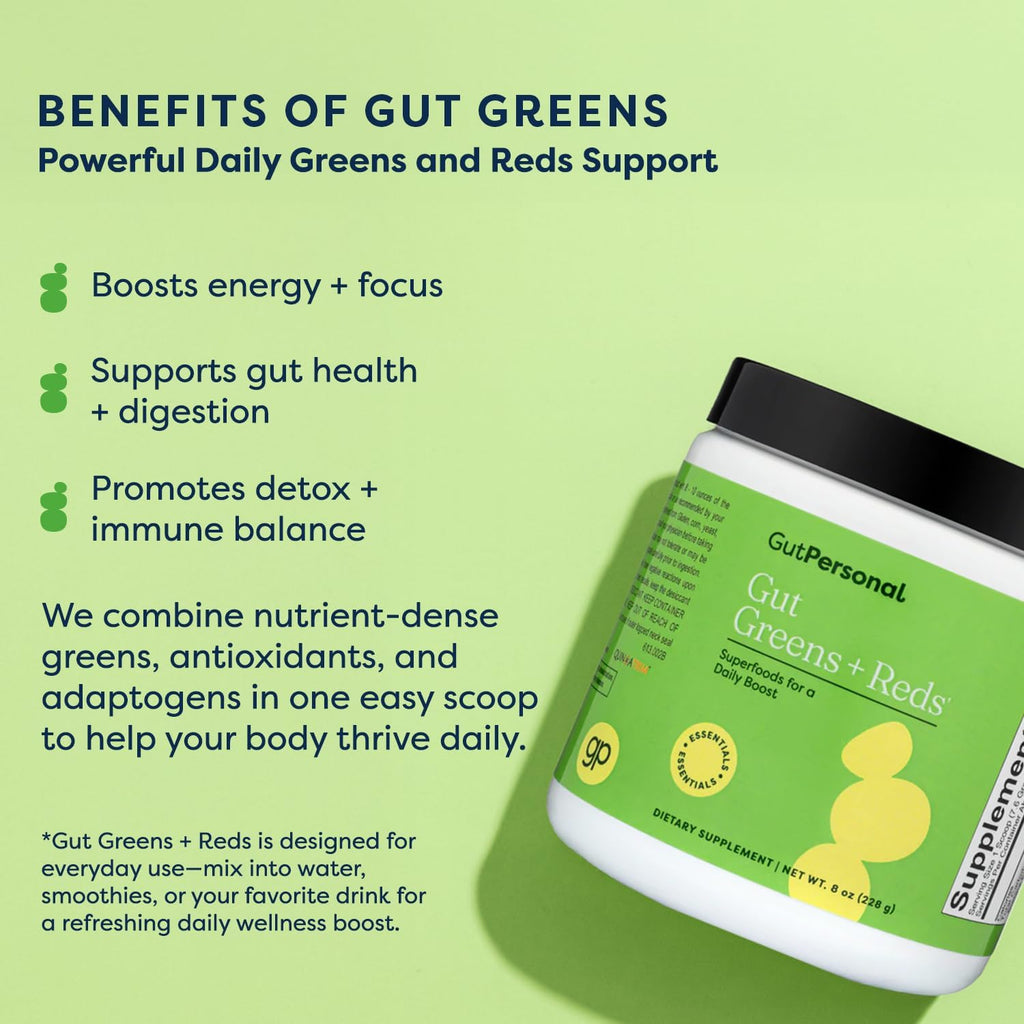 GutPersonal Gut Greens + Reds - Suplemento para la Salud Intestinal, 30 Dosis