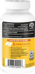 Airborne 1000mg Vitamina C + Zinc Complemento Alimenticio, Comprimidos Masticables Sabor Cítricos, 116 Comprimidos (2 Envases)