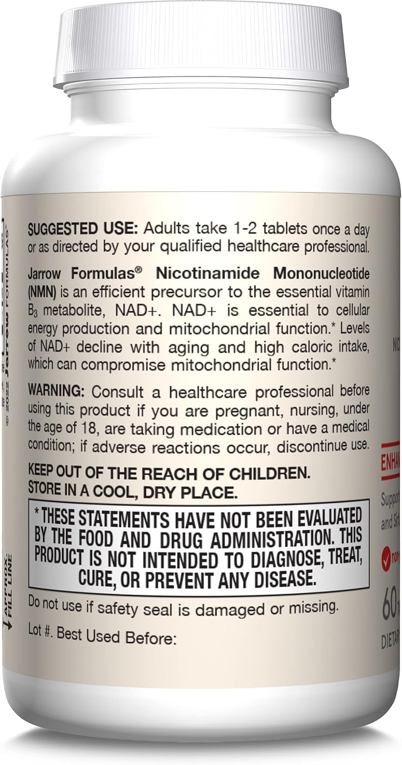 Jarrow Formulas Nicotinamida Mononucleótido (NMN) - 60 Comprimidos - Apoya la Producción de Energía