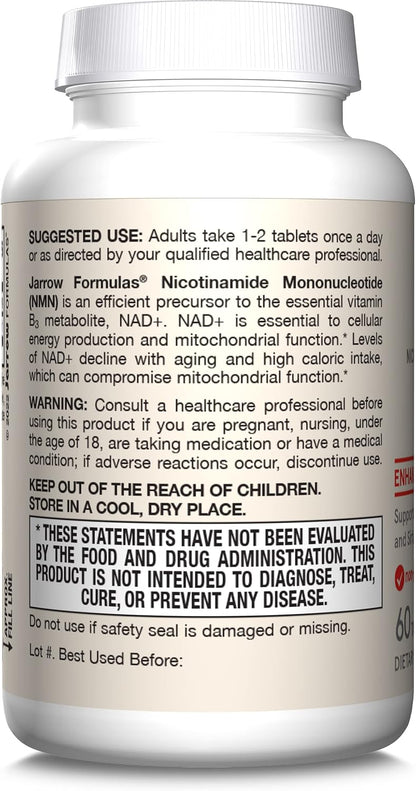 Jarrow Formulas Nicotinamida Mononucleótido – 60 comprimidos por envase: Suministro para un mes siguiendo la dosis – Image 8