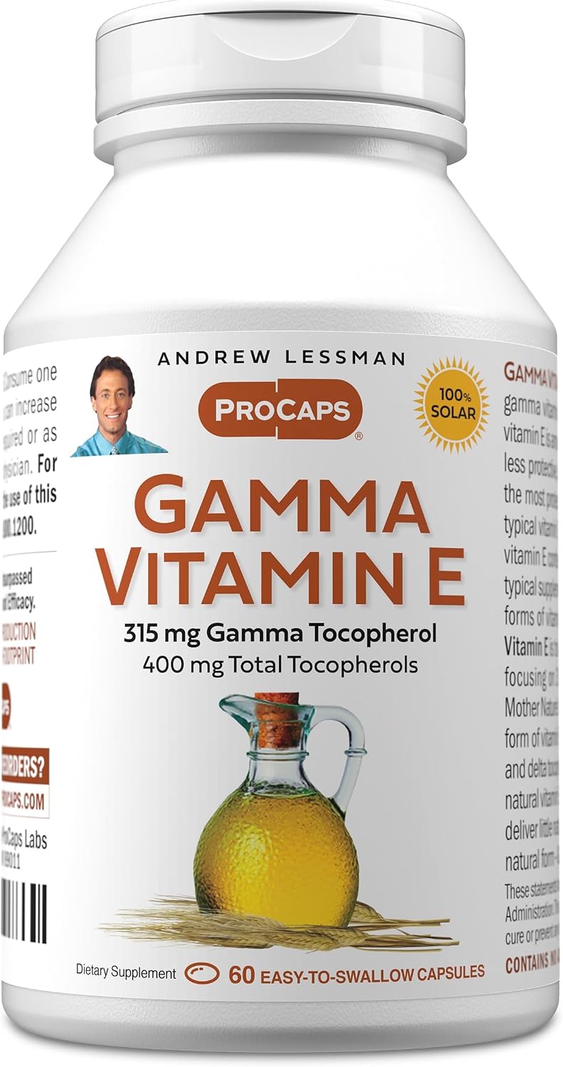 ANDREW LESSMAN Vitamina E Gamma 60 Cápsulas Blandas - Vitamina E Natural con Tocoferoles y Aceite de Ahiflower