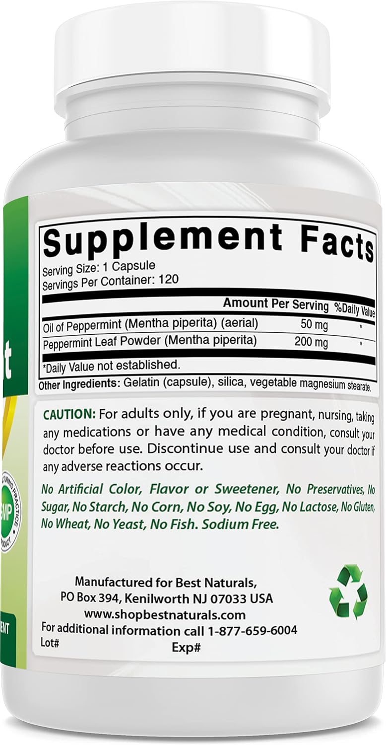 Best Naturals Aceite de Menta 250 mg 120 Cápsulas (Pack de 3)