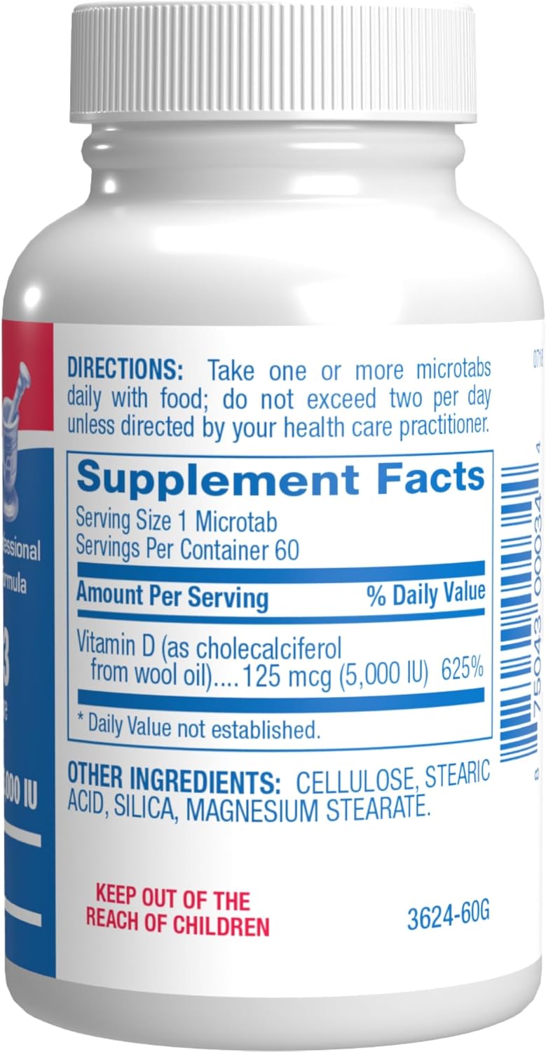 Anabolic Laboratories - Vitamina D3 5000 UI (125 mcg) - 60 Microcomprimidos Vegetarianos de Alta Absorción