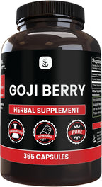 PURE ORIGINAL INGREDIENTS Goji Berry (365 Cápsulas) - Sin Rellenos, Puro, Verificado en Laboratorio